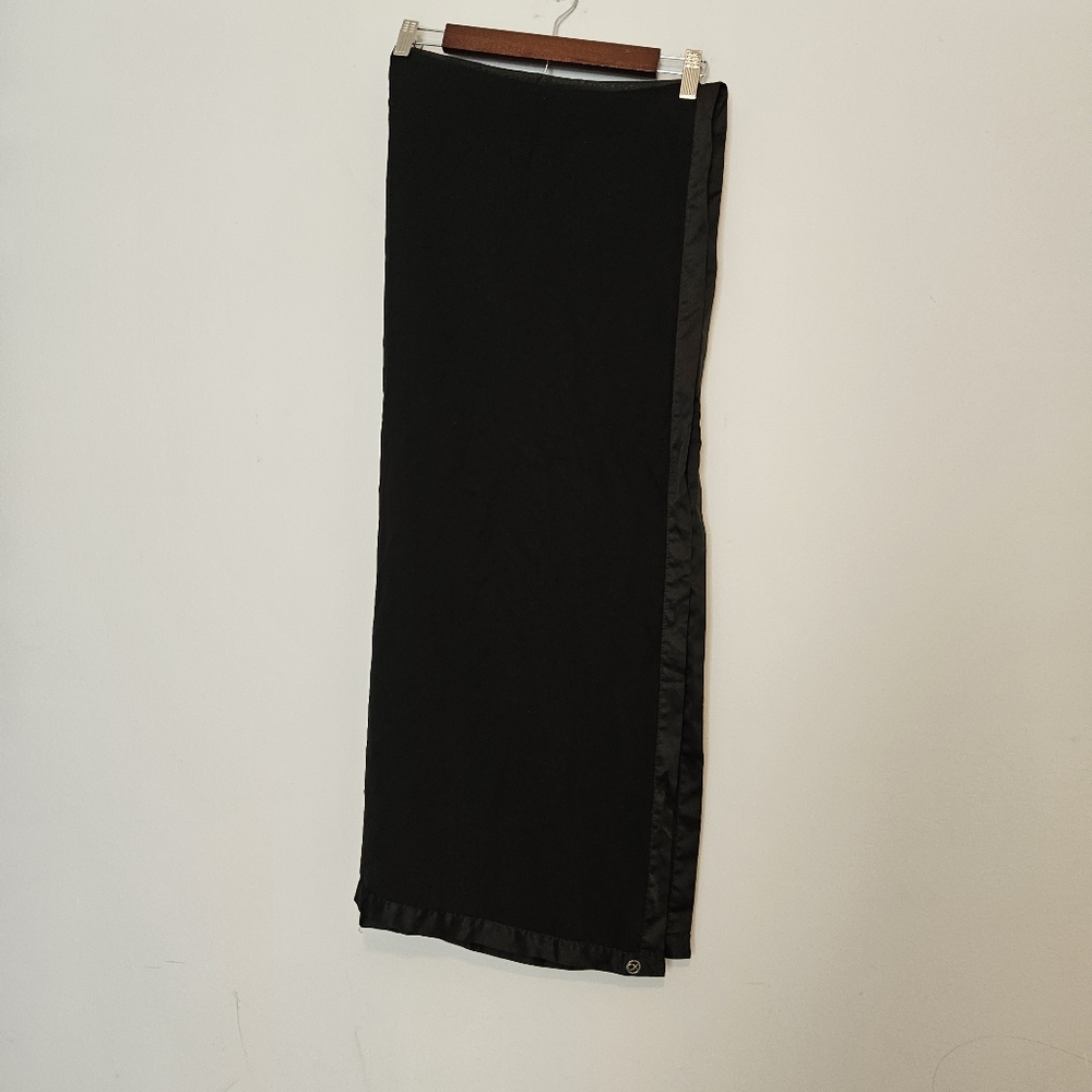 Calvin‎ Klein Satin Trim Evening Wrap, Black Elegant Scarf Hijab 28x72